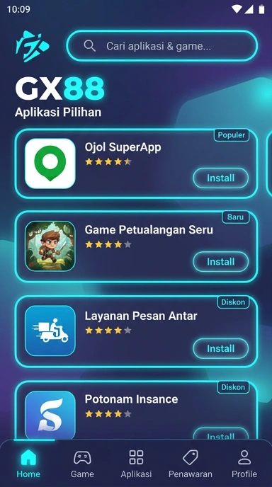 Tampilan katalog aplikasi gx88